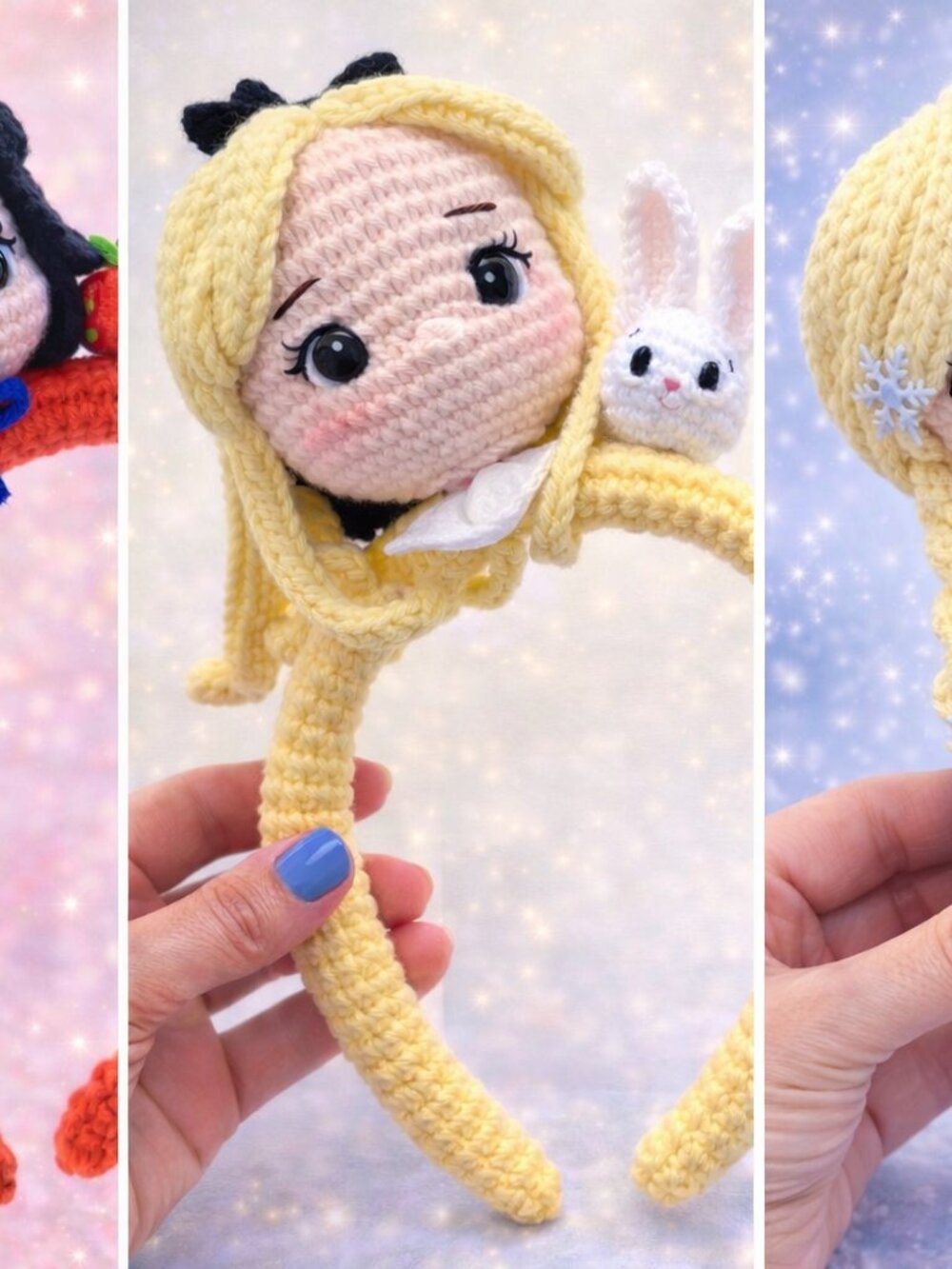 Handmade Red Crochet Kids Headband DISNEY PRINCESS